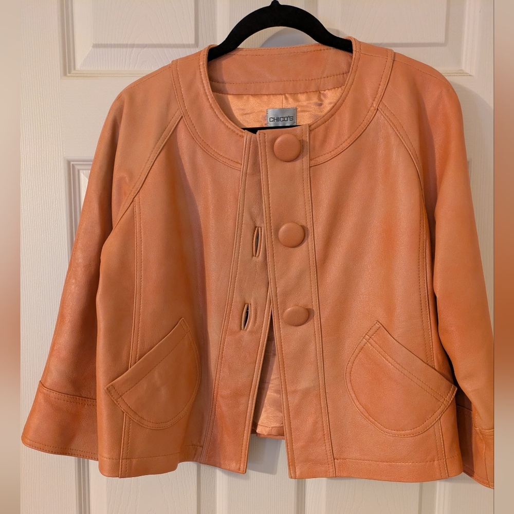 Leather Cropped Women's Jacket
